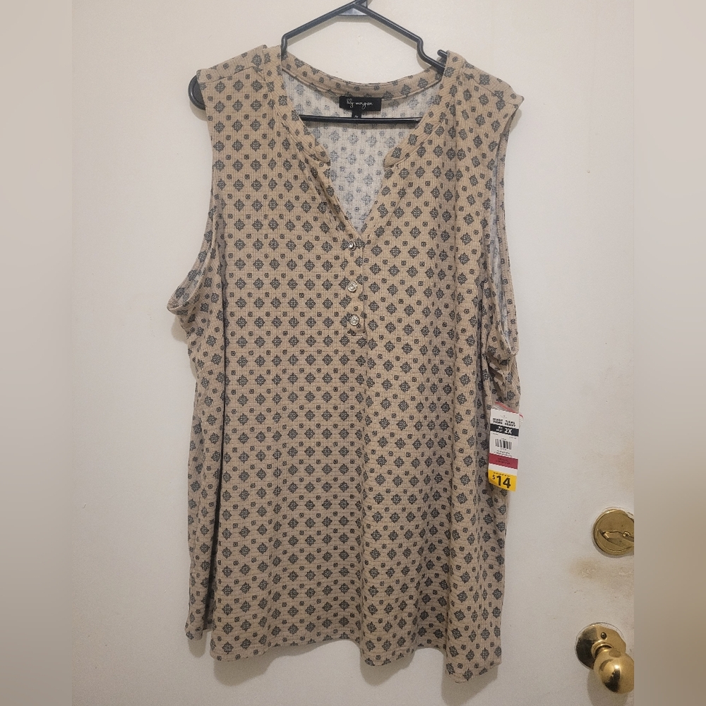 Lily Morgan Sleeveless Printed Top – Size 2X